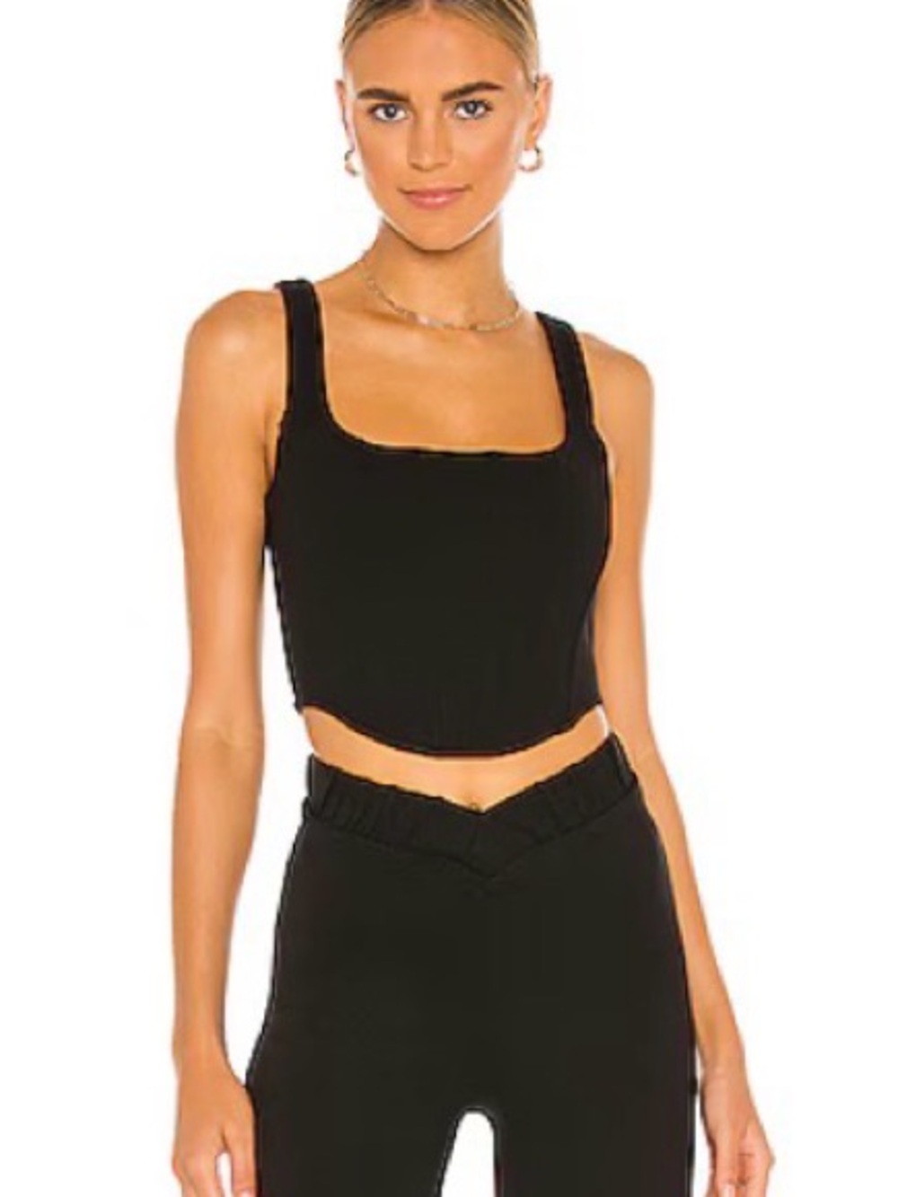 LPA Prescott Corset Black Square-Neck Cropped Tank